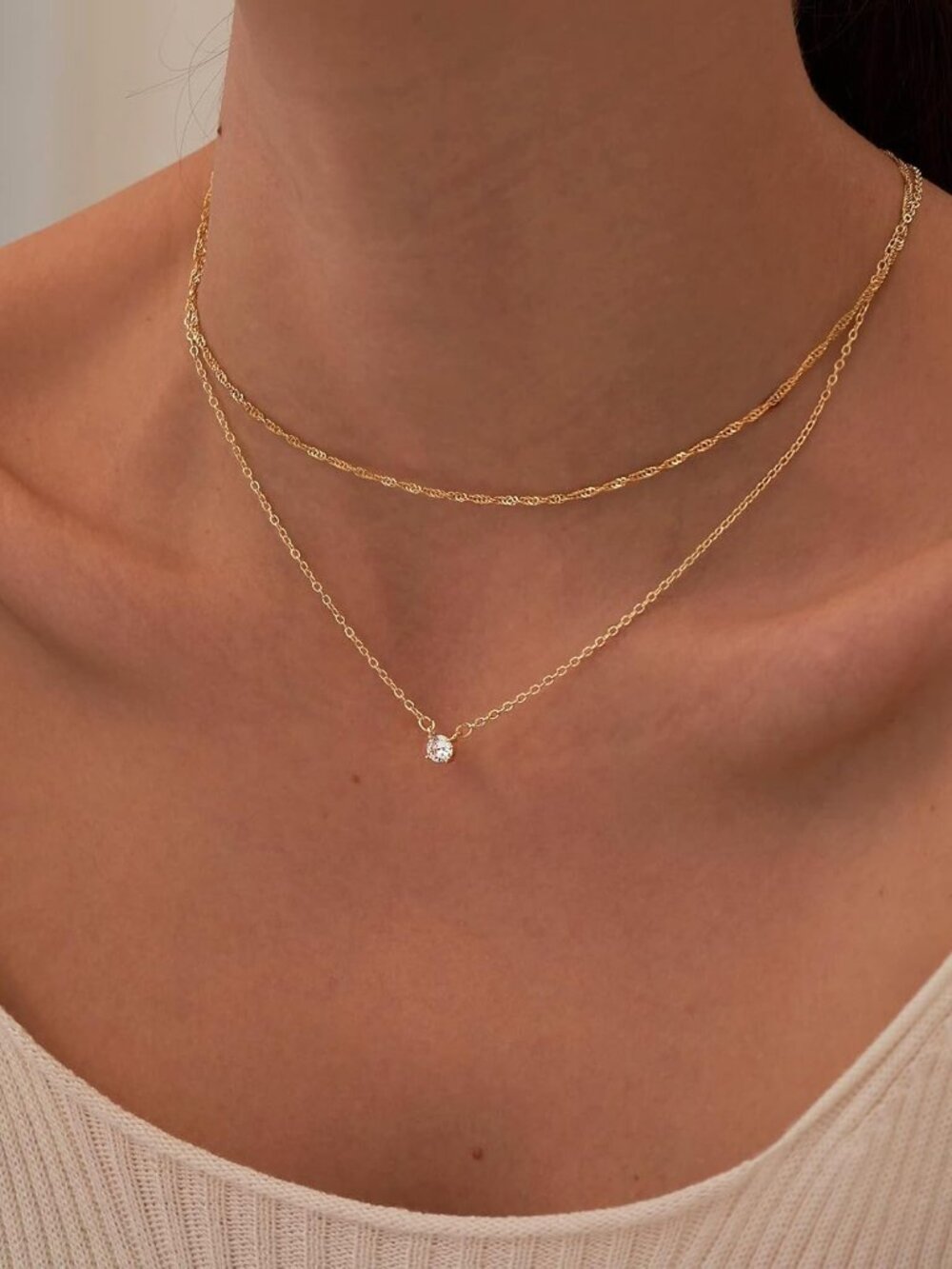 Dainty 14k Gold Plated/Silver Cubic Zirconia Necklaces for Women, Simple CZ Jewe - Picture 5 of 9